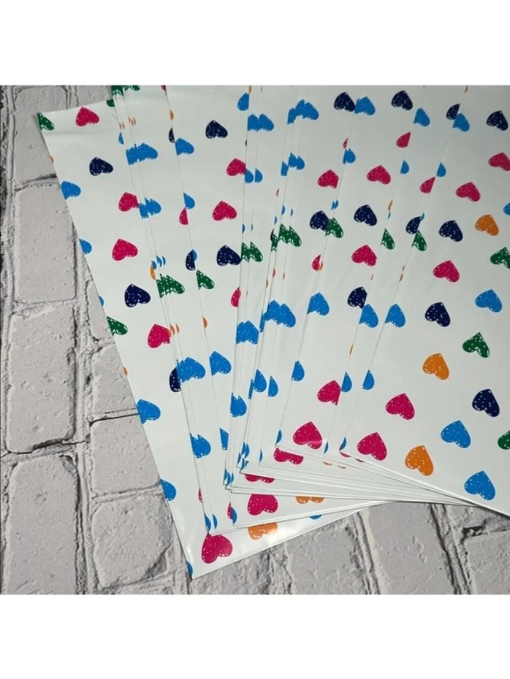 Poly Mailers 50 Pack 10x13 Colorful Hearts Design Pink Blue Orange Green
